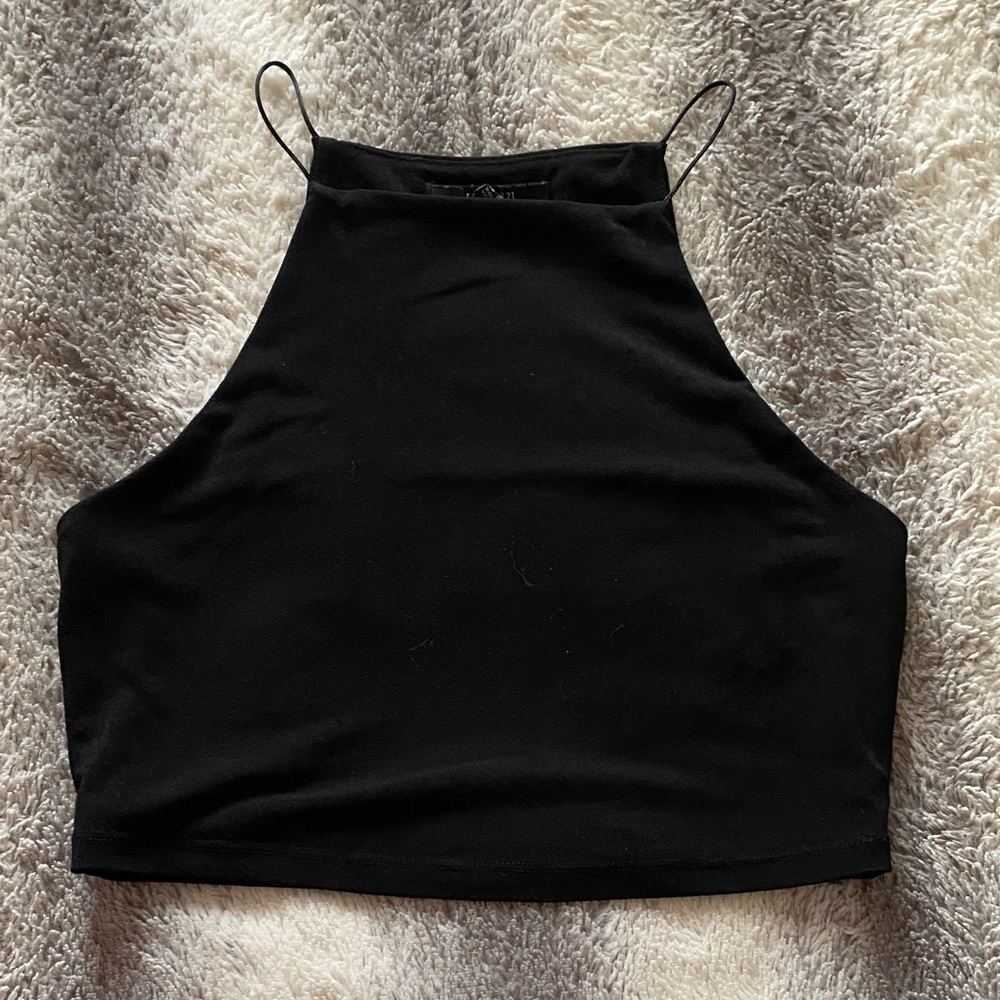 4/$30 Forever 21 Black High-Neck Crop Top with Thin Straps